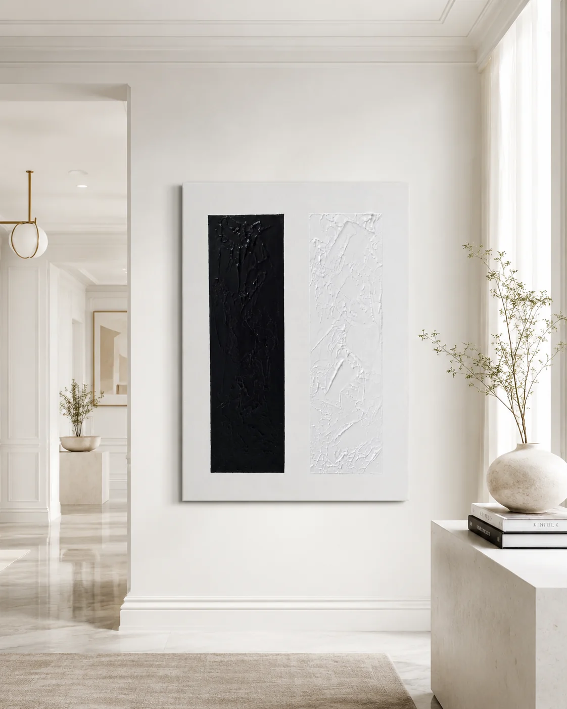 Split hanging in a bright panelled hallway.